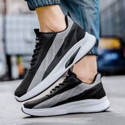 image-Color-blocked Mesh Sneakers Men Breathable Comfortable Casual Fashion Lace Up Wear-resistant Walking Running Sports Shoes