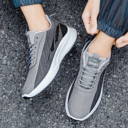 image-Color-blocked Mesh Sneakers Men Breathable Comfortable Casual Fashion Lace Up Wear-resistant Walking Running Sports Shoes