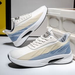 image-Color-blocked Mesh Sneakers Men Breathable Comfortable Casual Fashion Lace Up Wear-resistant Walking Running Sports Shoes