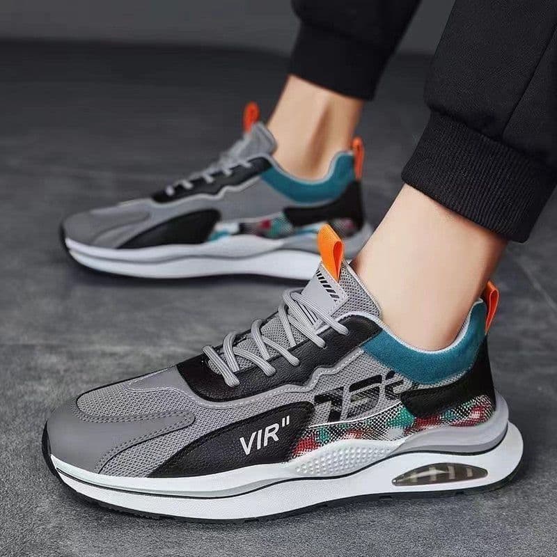 image-Air Cushion Mesh Sneakers Personalized Fashion Lace Up Sports Shoes Men Casual Versatile Breathable Walking Running Shoes