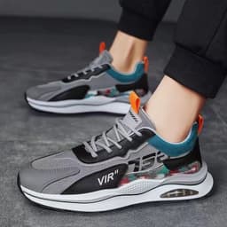 image-Air Cushion Mesh Sneakers Personalized Fashion Lace Up Sports Shoes Men Casual Versatile Breathable Walking Running Shoes