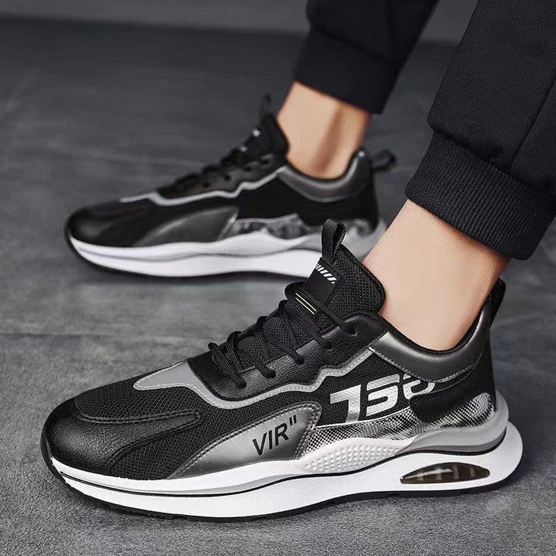 image-Air Cushion Mesh Sneakers Personalized Fashion Lace Up Sports Shoes Men Casual Versatile Breathable Walking Running Shoes