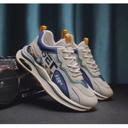 image-Air Cushion Mesh Sneakers Personalized Fashion Lace Up Sports Shoes Men Casual Versatile Breathable Walking Running Shoes