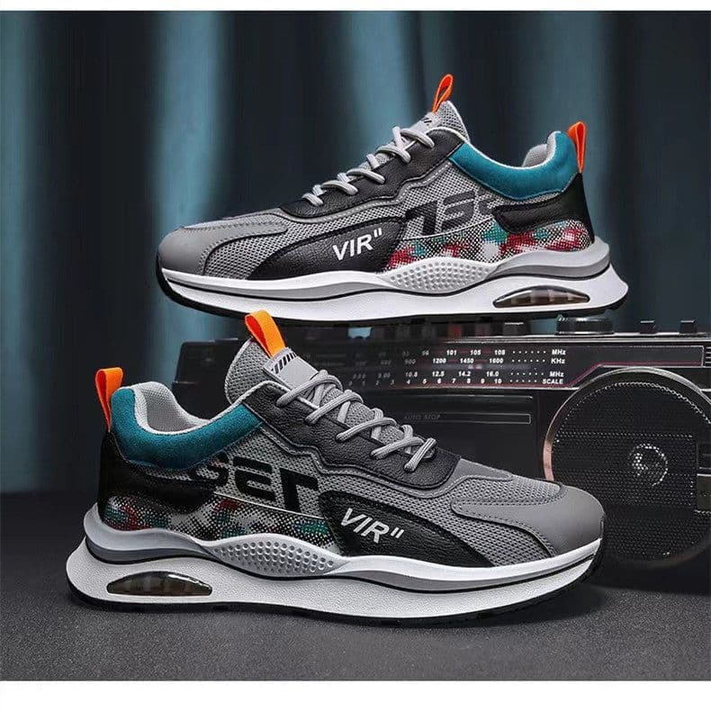 image-Air Cushion Mesh Sneakers Personalized Fashion Lace Up Sports Shoes Men Casual Versatile Breathable Walking Running Shoes