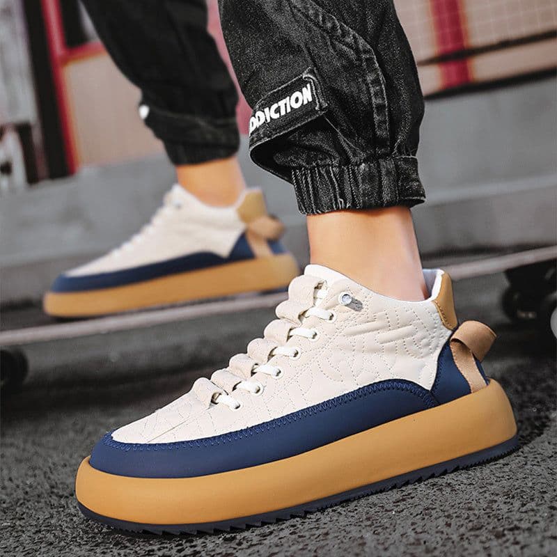 image-Trendy Color-blocked Sports Shoes Casual Lace Up Sneakers For Men Fashion Comfortable Versatile Thick-soled Walking Running Shoes