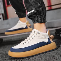 image-Trendy Color-blocked Sports Shoes Casual Lace Up Sneakers For Men Fashion Comfortable Versatile Thick-soled Walking Running Shoes