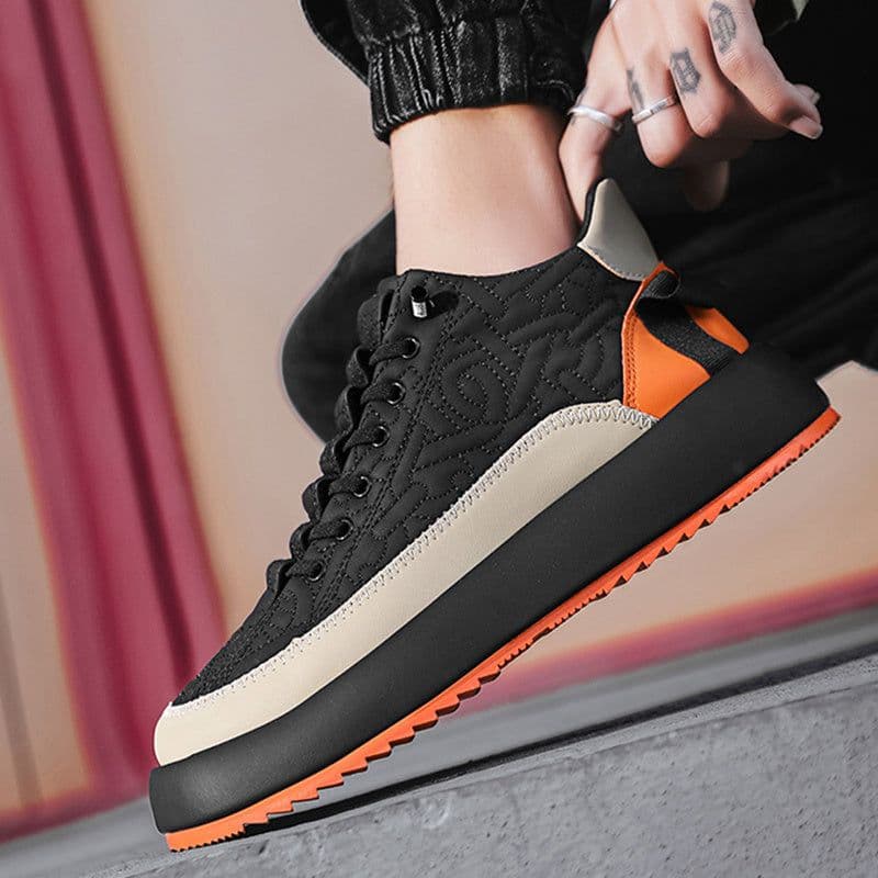 image-Trendy Color-blocked Sports Shoes Casual Lace Up Sneakers For Men Fashion Comfortable Versatile Thick-soled Walking Running Shoes