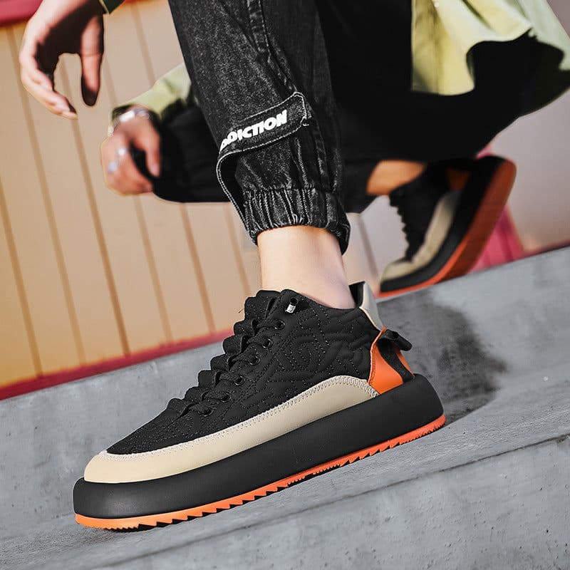 image-Trendy Color-blocked Sports Shoes Casual Lace Up Sneakers For Men Fashion Comfortable Versatile Thick-soled Walking Running Shoes