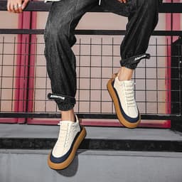 image-Trendy Color-blocked Sports Shoes Casual Lace Up Sneakers For Men Fashion Comfortable Versatile Thick-soled Walking Running Shoes