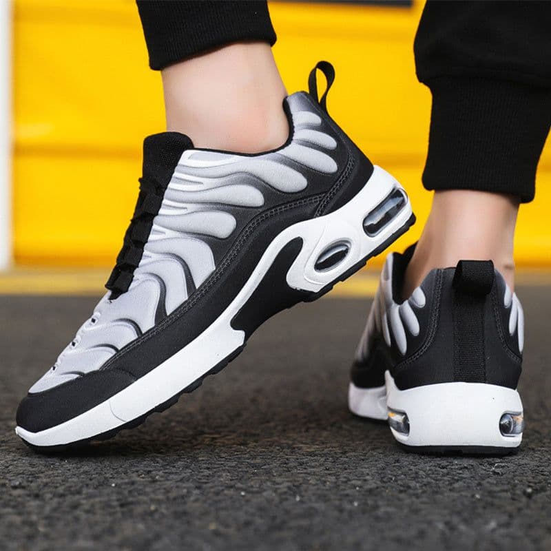 image-Color-blocked Sneakers Men Personalized Fashion Lace Up Air Cushion Sports Shoes Casual Outdoor Running Walking Shoes