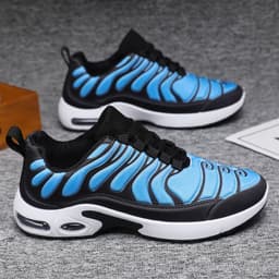 image-Color-blocked Sneakers Men Personalized Fashion Lace Up Air Cushion Sports Shoes Casual Outdoor Running Walking Shoes