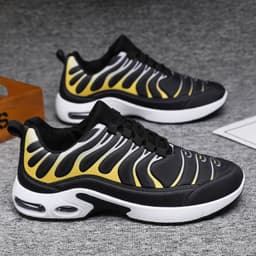 image-Color-blocked Sneakers Men Personalized Fashion Lace Up Air Cushion Sports Shoes Casual Outdoor Running Walking Shoes