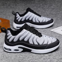 image-Color-blocked Sneakers Men Personalized Fashion Lace Up Air Cushion Sports Shoes Casual Outdoor Running Walking Shoes