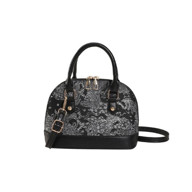 image-Popular Fashion Pattern Stitching Shoulder Messenger Bag Women's Simple Portable