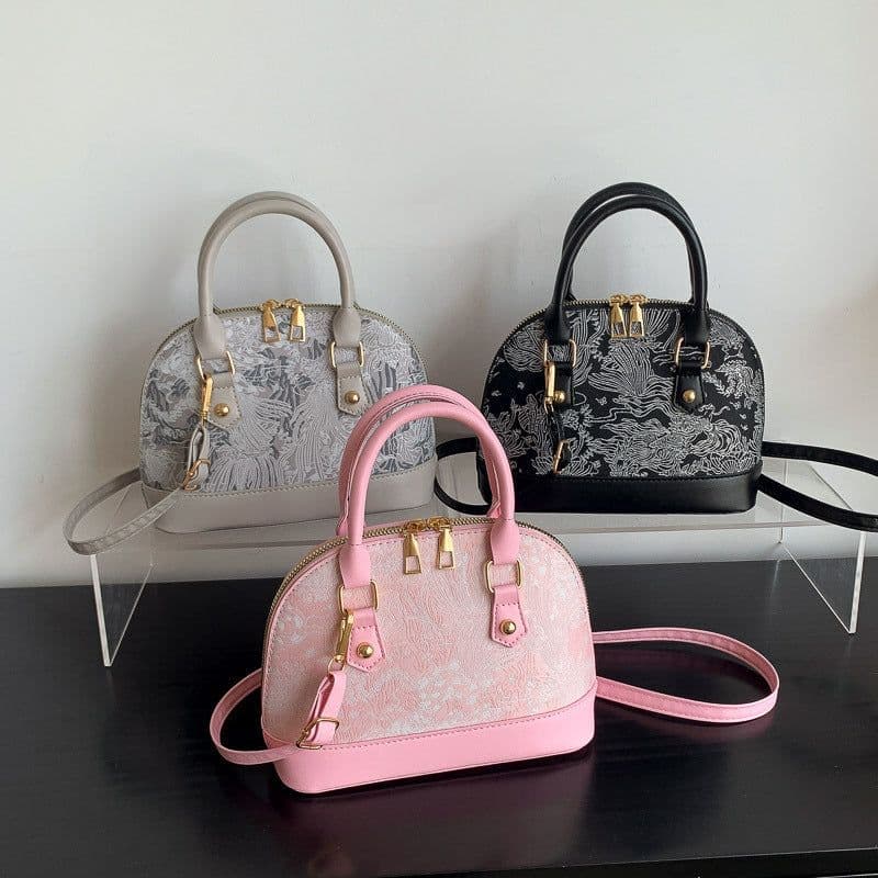 image-Popular Fashion Pattern Stitching Shoulder Messenger Bag Women's Simple Portable