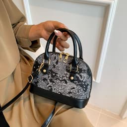 image-Popular Fashion Pattern Stitching Shoulder Messenger Bag Women's Simple Portable