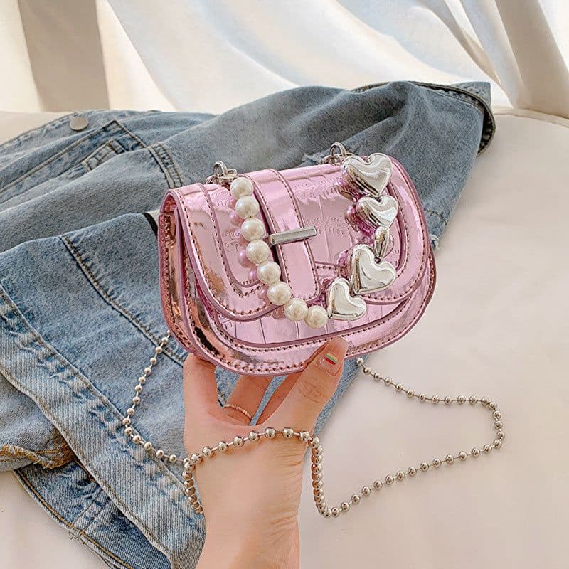 image-New Laser Pearl Tote Saddle Girl Mini