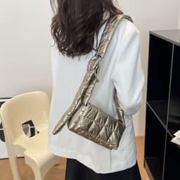 image-Women's Retro Solid Color Embroidered Square Plaid Crossbody Bag