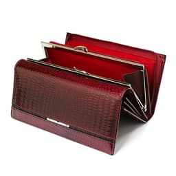 image-Fashion Snap Button Women's Cowhide Patent Leather Wallet