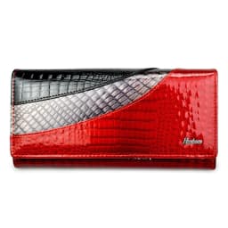 image-Fashion Snap Button Women's Cowhide Patent Leather Wallet