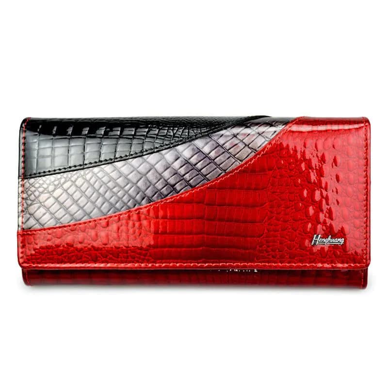 image-Fashion Snap Button Women's Cowhide Patent Leather Wallet