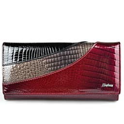 image-Fashion Snap Button Women's Cowhide Patent Leather Wallet