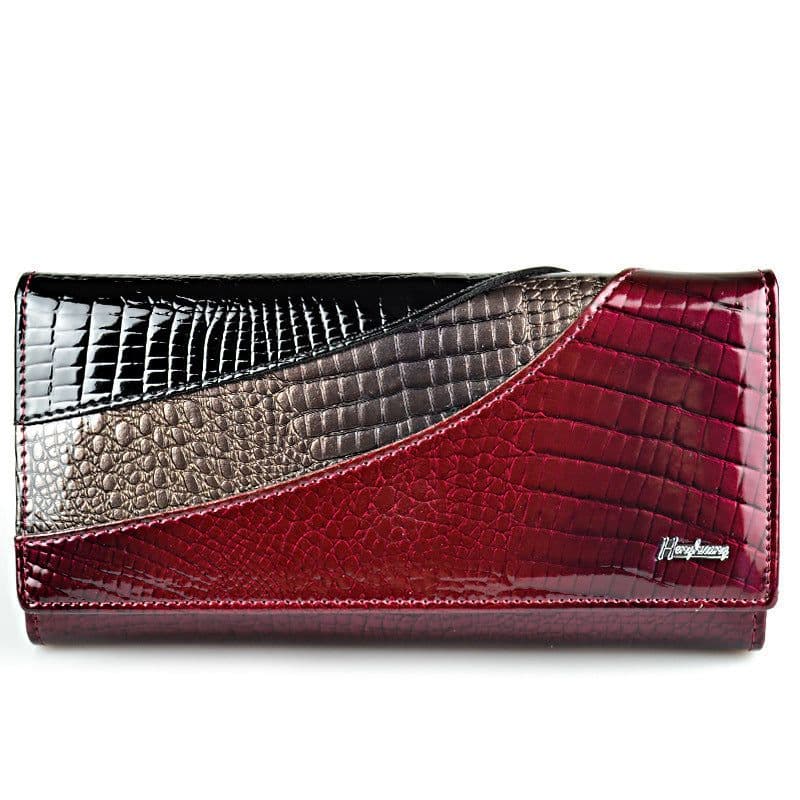 image-Fashion Snap Button Women's Cowhide Patent Leather Wallet