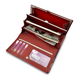 image-Fashion Snap Button Women's Cowhide Patent Leather Wallet