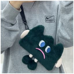 image-Emotional Straw Mobile Phone Bag Cute Plush Crossbody Bag Female
