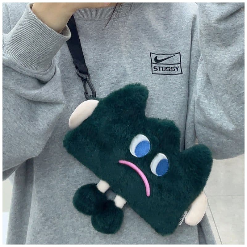 image-Emotional Straw Mobile Phone Bag Cute Plush Crossbody Bag Female