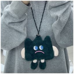 image-Emotional Straw Mobile Phone Bag Cute Plush Crossbody Bag Female