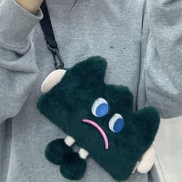 image-Emotional Straw Mobile Phone Bag Cute Plush Crossbody Bag Female