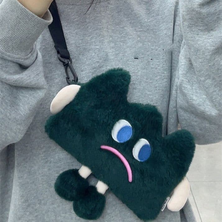image-Emotional Straw Mobile Phone Bag Cute Plush Crossbody Bag Female