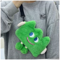 image-Emotional Straw Mobile Phone Bag Cute Plush Crossbody Bag Female