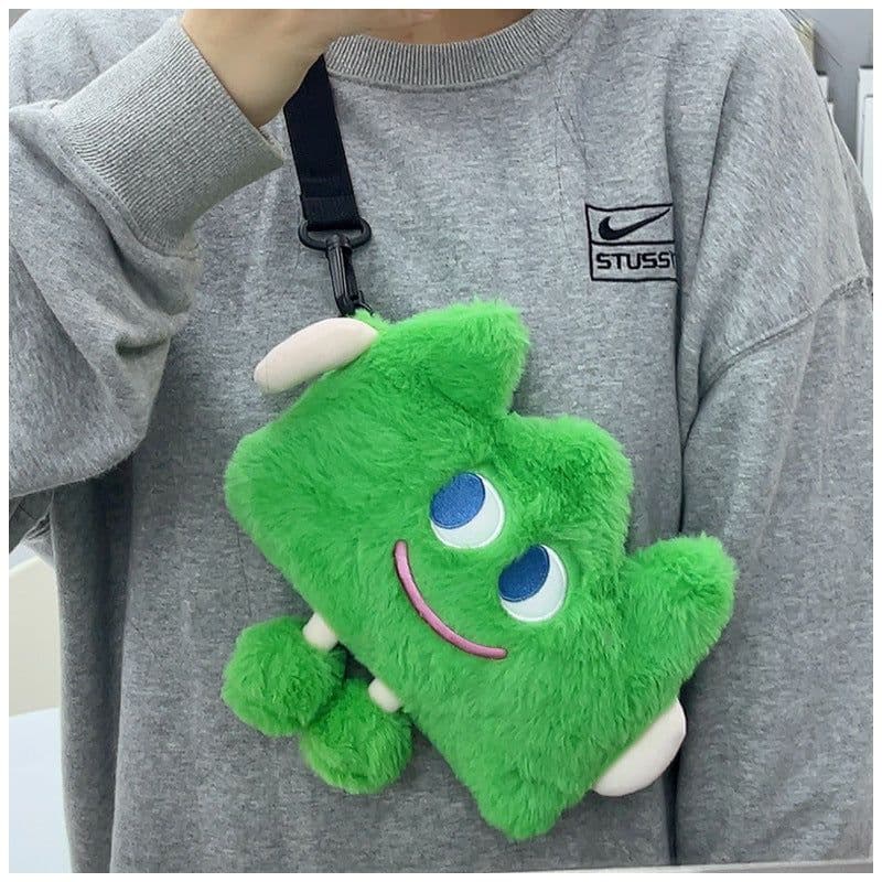 image-Emotional Straw Mobile Phone Bag Cute Plush Crossbody Bag Female