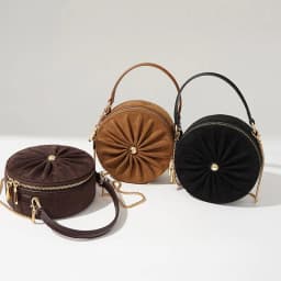image-Advanced Sense Classic Style Round Pie Bag Genuine Leather Bag Metal Chain