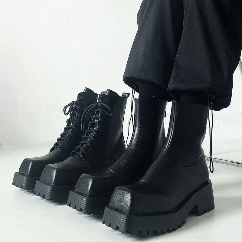 image-Men's And Women's Fashion Platform Square Toe Martin Boots