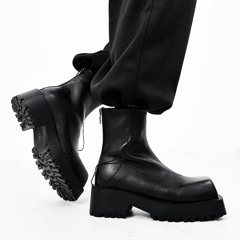 image-Men's And Women's Fashion Platform Square Toe Martin Boots