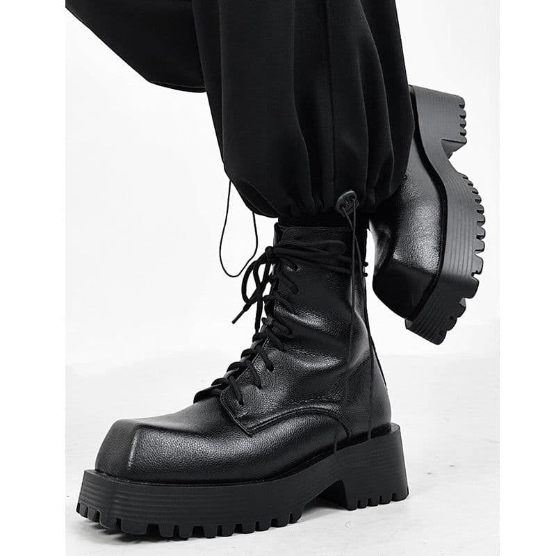 image-Men's And Women's Fashion Platform Square Toe Martin Boots