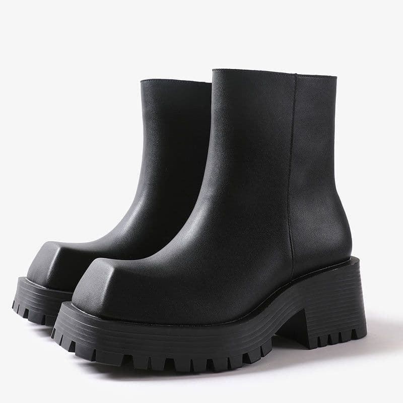 image-Men's And Women's Fashion Platform Square Toe Martin Boots