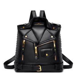 image-Soft Leather Textured Jacket Trendy Wild Clothes Backpack