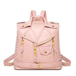 image-Soft Leather Textured Jacket Trendy Wild Clothes Backpack