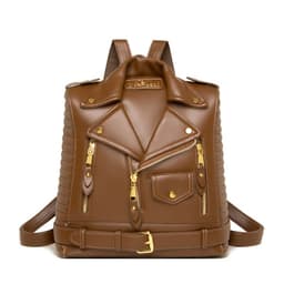 image-Soft Leather Textured Jacket Trendy Wild Clothes Backpack