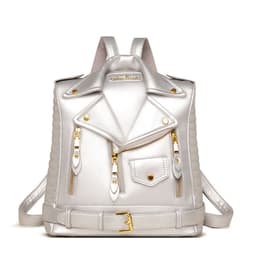 image-Soft Leather Textured Jacket Trendy Wild Clothes Backpack