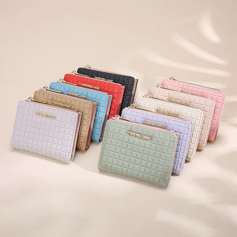 image-Women's Wallet Short Korean Style Vertical Solid Color Zipper Wallet