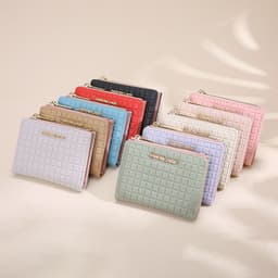 image-Women's Wallet Short Korean Style Vertical Solid Color Zipper Wallet