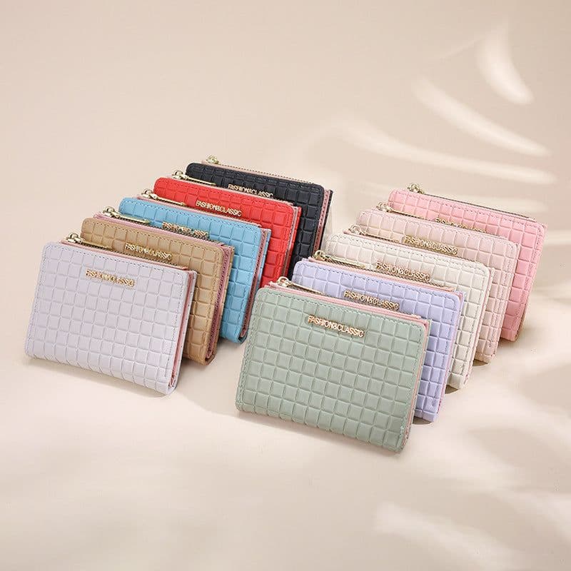 image-Women's Wallet Short Korean Style Vertical Solid Color Zipper Wallet
