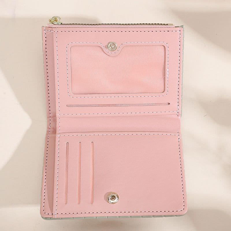 image-Women's Wallet Short Korean Style Vertical Solid Color Zipper Wallet