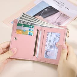 image-Women's Wallet Short Korean Style Vertical Solid Color Zipper Wallet