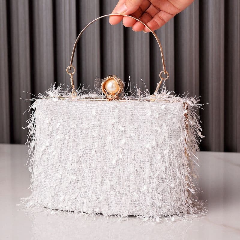 image-Tassel Handbags Women Dress Party Evening Bag Fashion Luxury Designer Square Bags Crossbody Shoulder Bag Ladies